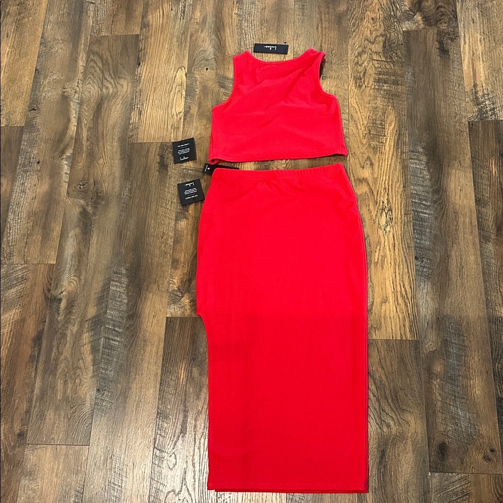 NWT! Lulus Make My Move Red Ribbed Twist-front Two-piece Midi Dress - Picture 12 of 16